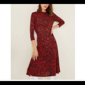 Mango Black and Red Midi Dress